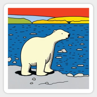 Polar Bear in the arctic circle at sunset Sticker